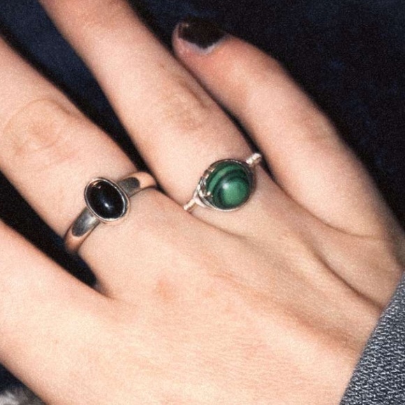 Malachite Ring Handmade Minimalist Wire Wrapped - Picture 3 of 3